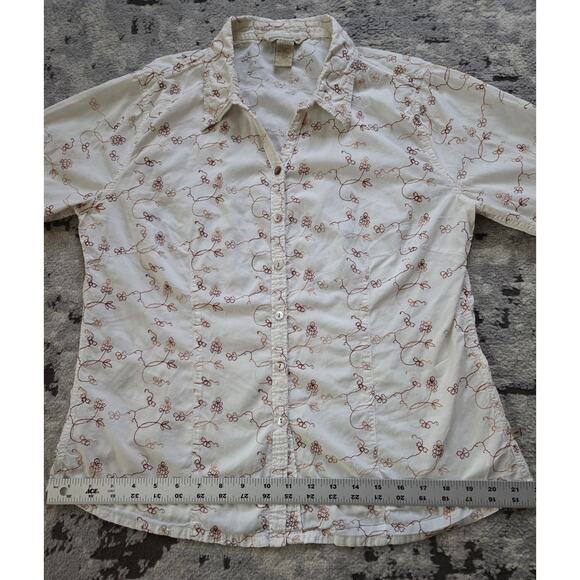 Horny Toad Organic Cotton Embroidered Button Down Large Boho Cottagecore Paisley - Picture 11 of 14